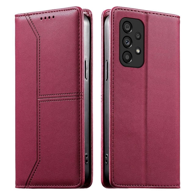 Étui Portefeuille avec Blocage RFID pour Samsung Galaxy A53 5G, Étui à Rabat Magnétique en Cuir avec Support, Rouge