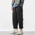 thumbnail image 4 of Pantalones cargo para hombre, pantalones harén, lápiz, negros, para trekking, de licra, baratos, informales, de talla grande, Y2k, nuevos, holgados, vintage, 4 of 5