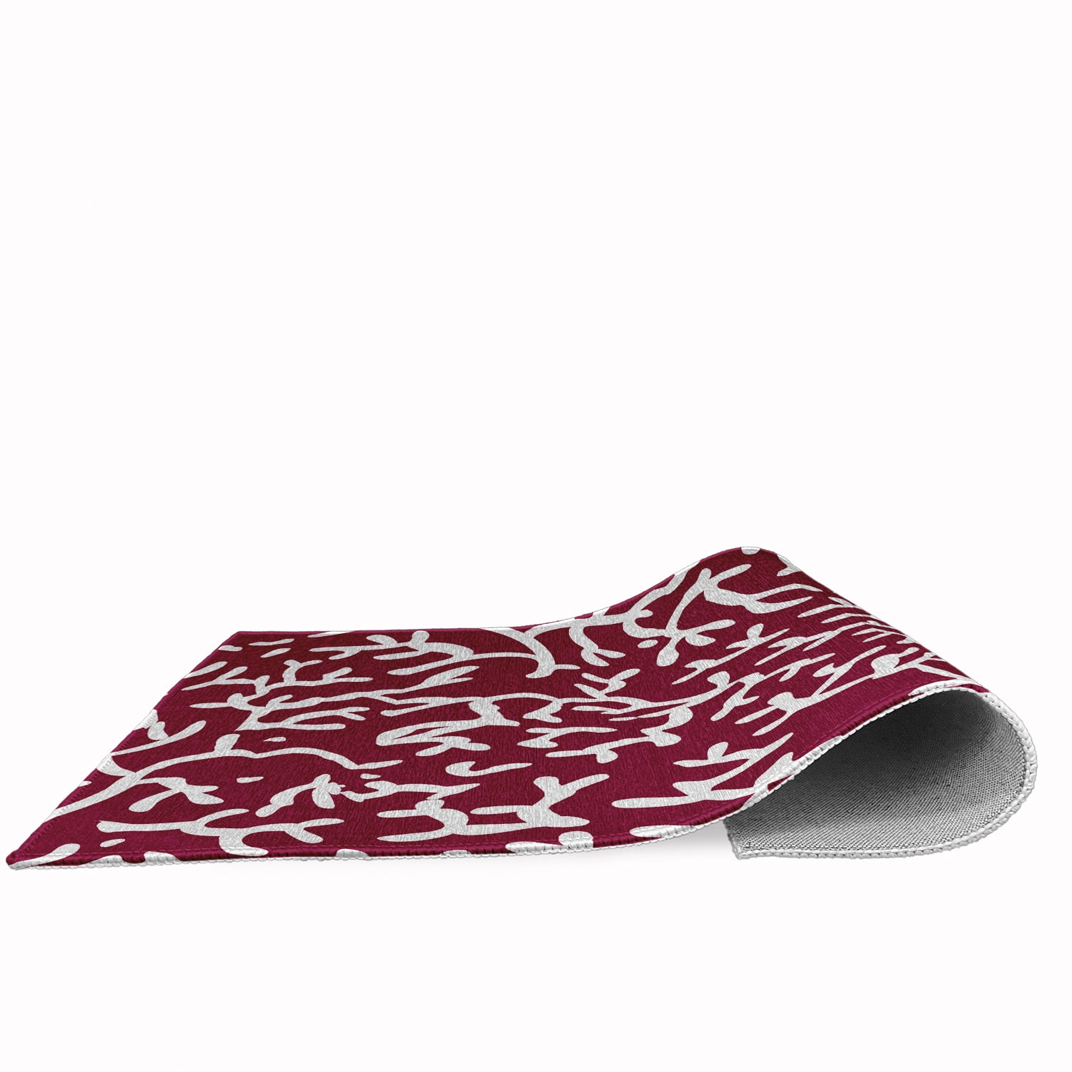 24" 36" Simply Daisy Seaweed Beach Style Chenille Area Rug, Maroon Red