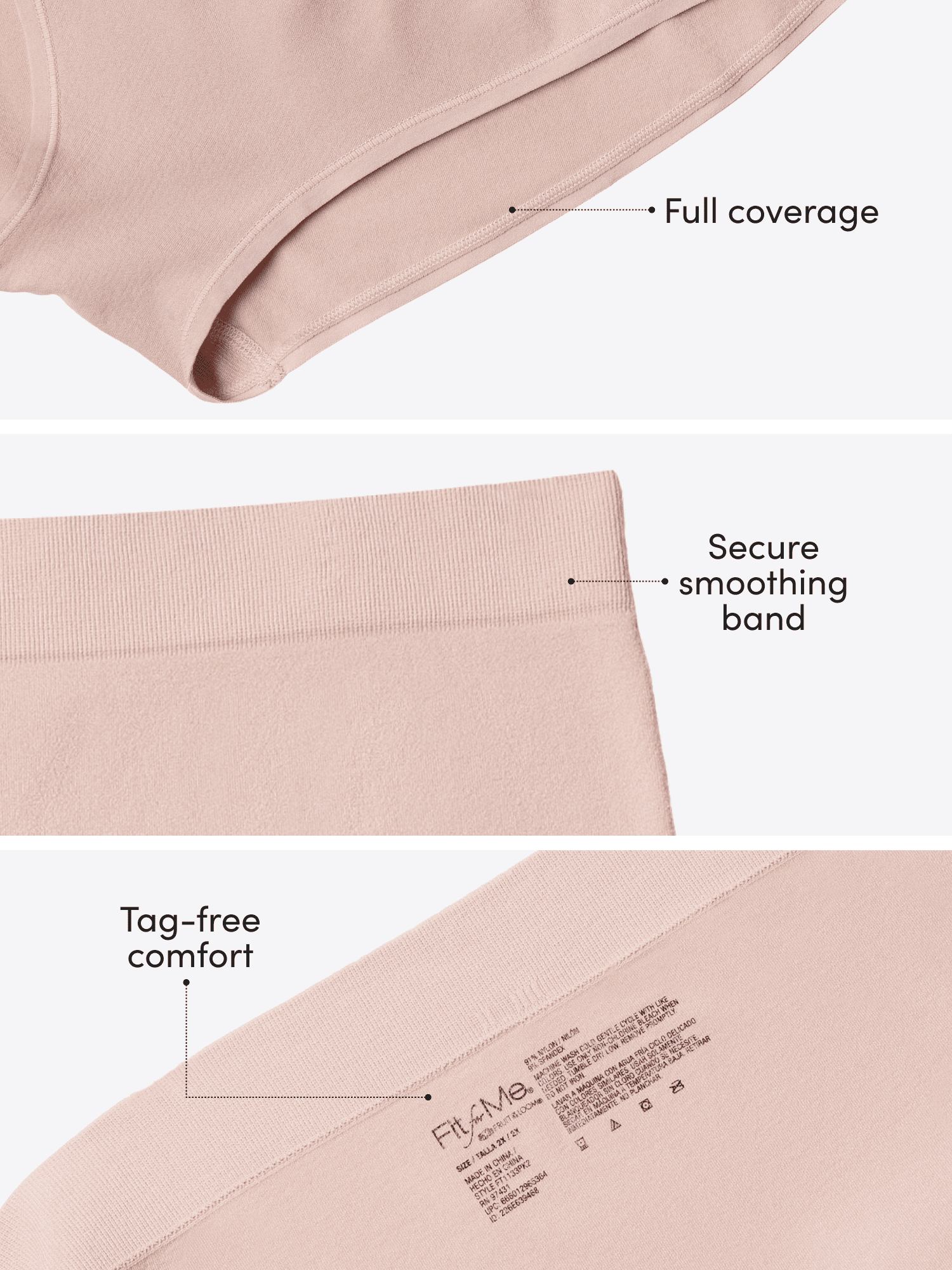 Fit for Me by Fruit of the Loom Women's Plus Size Seamless High Cut Brief, 2-Pack, Sizes 1X-4X