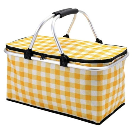 

QUTETN 30L Camping Picnic Basket Thermal Bag Insulated Cooler Folding Storage Box Waterproof Food Carrier Outdoor Camping Accessories