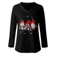 thumbnail image 4 of Camiseta de manga larga con estampado navideño informal con cuello en V para mujer a la moda Fridja  FKASFK3280, 4 of 4
