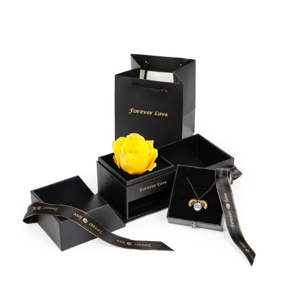 From You Flowers - You're My Sunshine Preserved Rose & Necklace Gift Set for Birthday, Anniversary, Get Well, Congratulations, Thank You, All Occasions