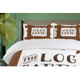 thumbnail image 4 of Ambesonne Log Cabin Duvet Cover Set, Wooden Square Frame Art, 2-Calking, White Pale Redwood, 4 of 7