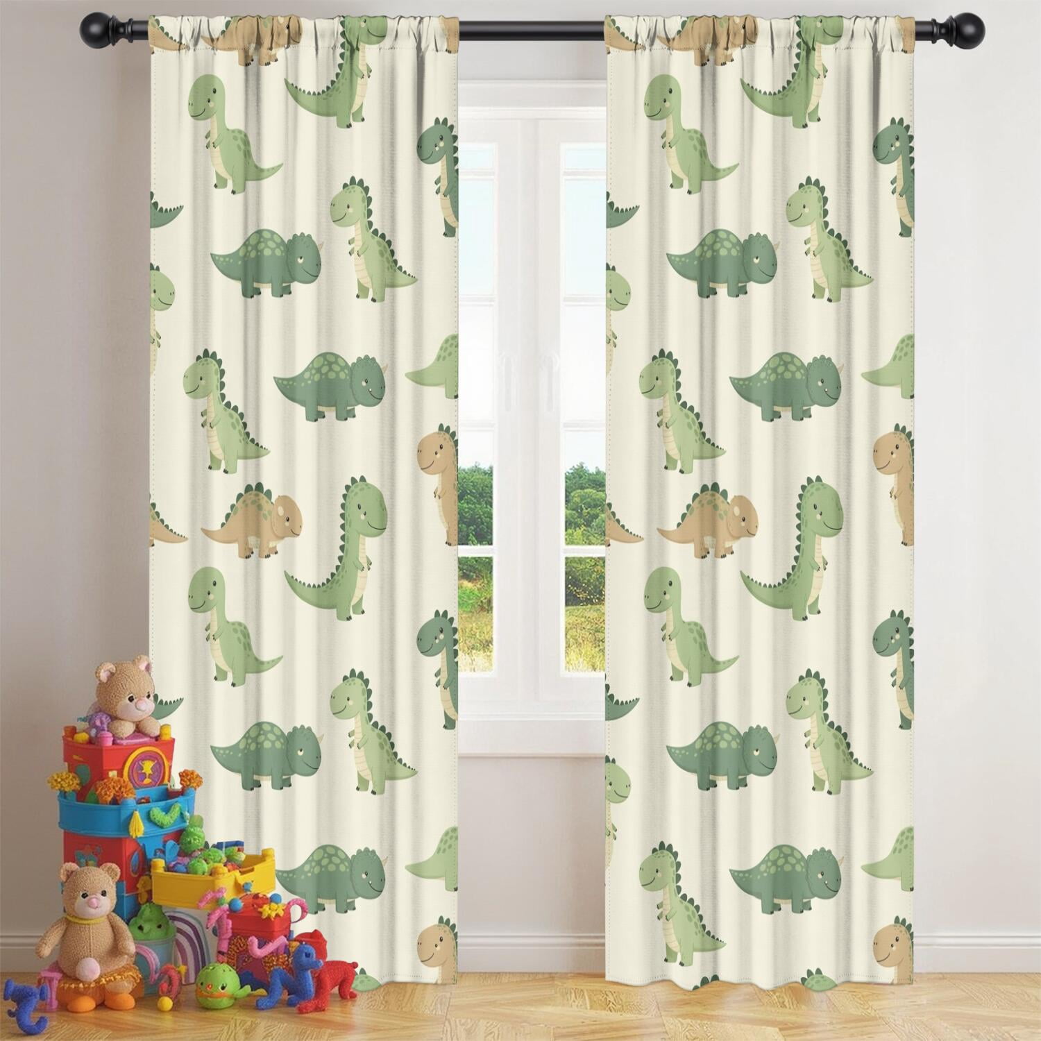 Blackout Kids Curtains,Cartoon Dinosaurs Childrens Insulated Curtains Set Of 2,Bedroom Essentials,Toddler Room Decor 42"x84"