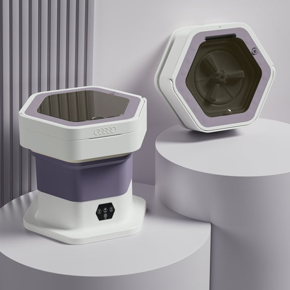 Eurhowing 8L Portable Washing Machine, 2-in-1 Mini Washer & Spin Dryer, Compact Foldable Bucket Design Laundry for Apartment, Dorm, RV, Travel, Purple