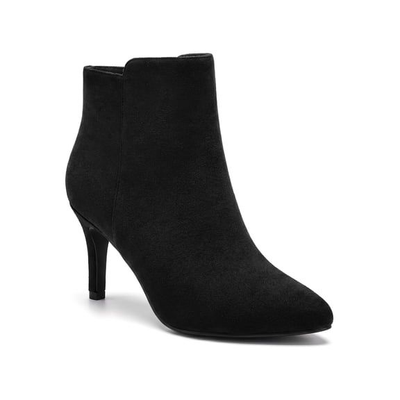 BLISSFUL STEP Women's Pointed Toe Stiletto Ankle Boots Slim High Heel Side Zipper Dress Booties Black 5.5