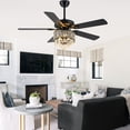 thumbnail image 4 of Cusp Barn 52 inch Modern Black Crystal Ceiling Fan with Light and Remote Control, DC Motor 6-Speed Reversible Ceiling Fan, 4 of 12