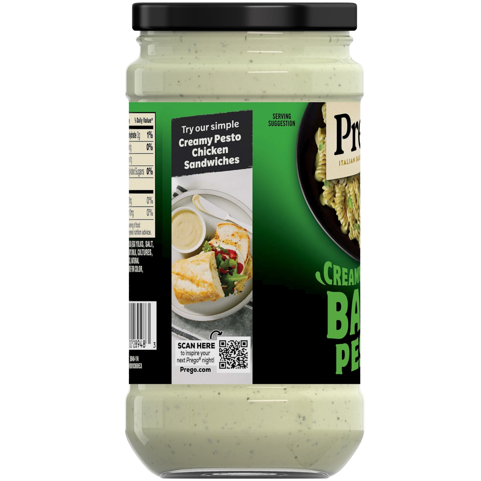 (4 pack) Prego Creamy Basil Pesto Pasta Sauce, 14.5 oz Jar