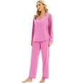 thumbnail image 5 of GEX 100% Cotton Pajamas for Women PJ Set Soft Button-Down 2 Piece Set Knitted Long Sleeve Sleepwear Loungewear Rosy Pink S, 5 of 7
