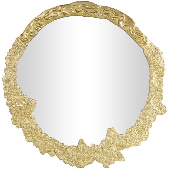 DecMode 35" x 35" Gold Wall Mirror with Unfinished Texture