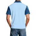 thumbnail image 6 of Blekii Men's Denim Patchwork Short Sleeve Polo Shirt Slim Fit Casual Button down Light Blue 2Xl, 6 of 7