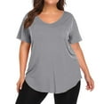 thumbnail image 2 of Mlqidk Plus Size Womens Tops 4x-5x Summer Short Sleeve Tunics Shirts Solid Color T-Shirt Crew Neck Shirts Loose Casual Womens Clothing Gray 4XL, 2 of 5