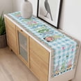 thumbnail image 4 of Easter Table Runner - 72 Inch Long, Kitchen Dining Table Runner Dresser Scarves, Spring Gnomes Bunny Eggs Flowers Blue Checkered Farmhouse Decor for Coffee Tables Wedding Party Banquet, 4 of 8