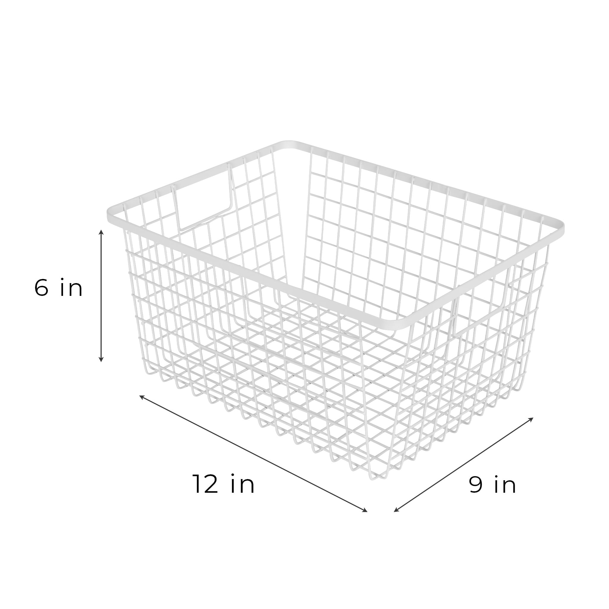 Smart Design Nestable Basket Organizer with Handles - 9 x 12 x 6 inches - White - Set of 4