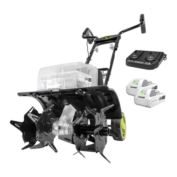 Open Box Sun Joe 48V Cordless Garden Tiller and Soil Cultivator, Battery Powered Tool, 14"W x 7"D