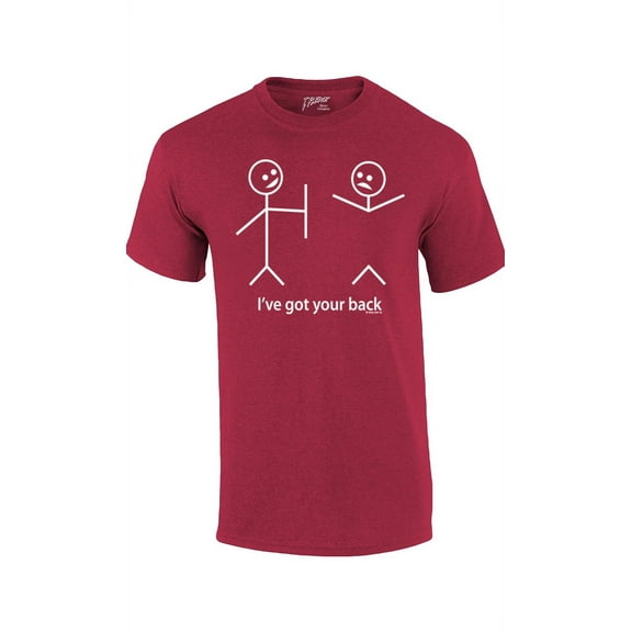 Funny Short Sleeve T-shirt I've Got Your Back Stick Figures Humorous Sarcastic Phrases Novelty Short Sleeve T-shirt-Antiquecherry-XXL