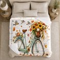 thumbnail image 5 of Vintage Teal Bicycle Sunflower Basket By White Wood, Cozy Friendship Quote Scene, Warm Flannel Blanket for Living Room and Reading Nook, Art Lovers Thanksgiving Gift, Artistic Home Decor, 5 of 9