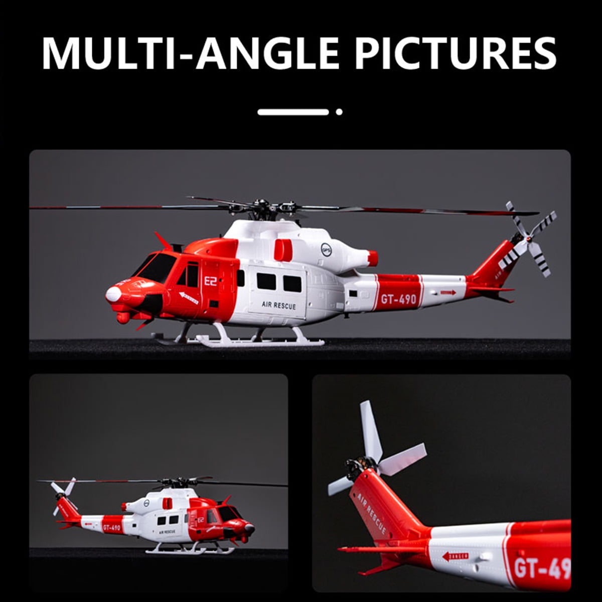 E2 UH-1Y Dual Brushless RC Simulation Helicopter Model, 2.4G 6CH Direct Drive Aircraft with Lidar positioning and GPS (RTF / Mode 1 & Mode 2 Switchable/Rescue Livery)