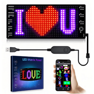 AUTOXBERT 7''x3'' Programmable Scrolling LED Sign Flexible LED Matrix Panel DIY Bluetooth APP Control