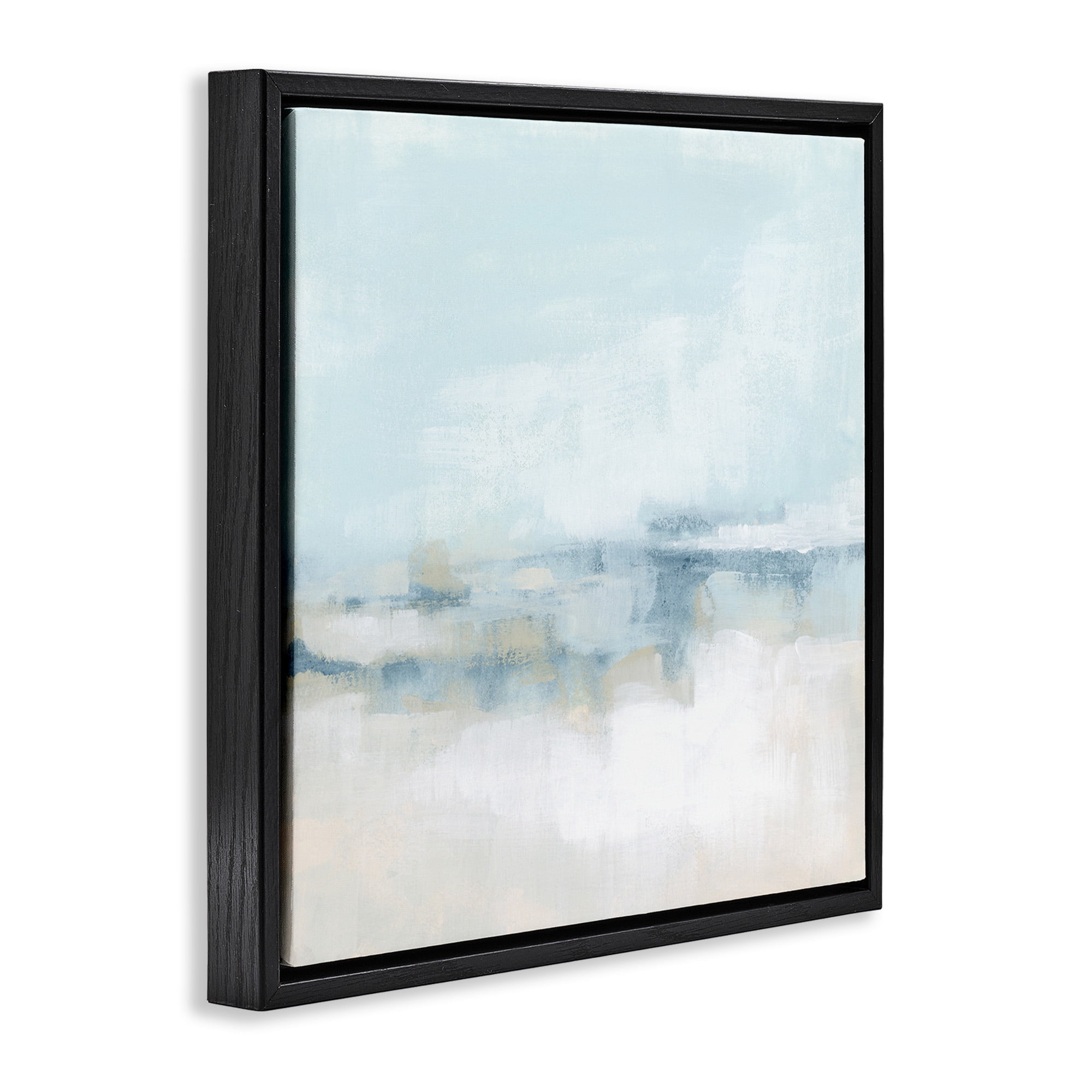 Stupell Industries Abstract Cloudy Landscape Blue Fog Abstract Painting Black Floater Framed Canvas Art Print Wall Art, 18 x 18