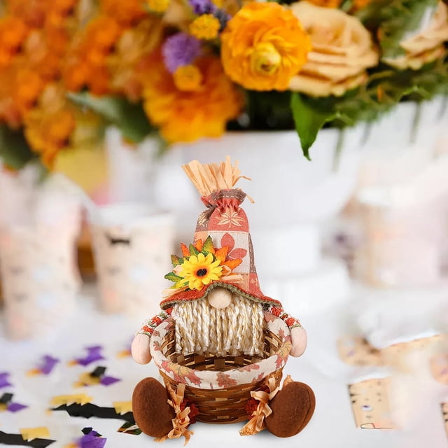 Home Decoration Extendable Legs Standing Thanksgiving Day Gnomes Plush Gift Fall Decorations For Home Autumn Gnomes Plush With Pumpkin Handmade Gnome For Fall Festival Thanksgiving Decor