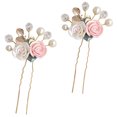 thumbnail image 3 of horquillas retro para el pelo de novia con diseño de flores acrílicas, hojas y diamantes de imitación., 3 of 5