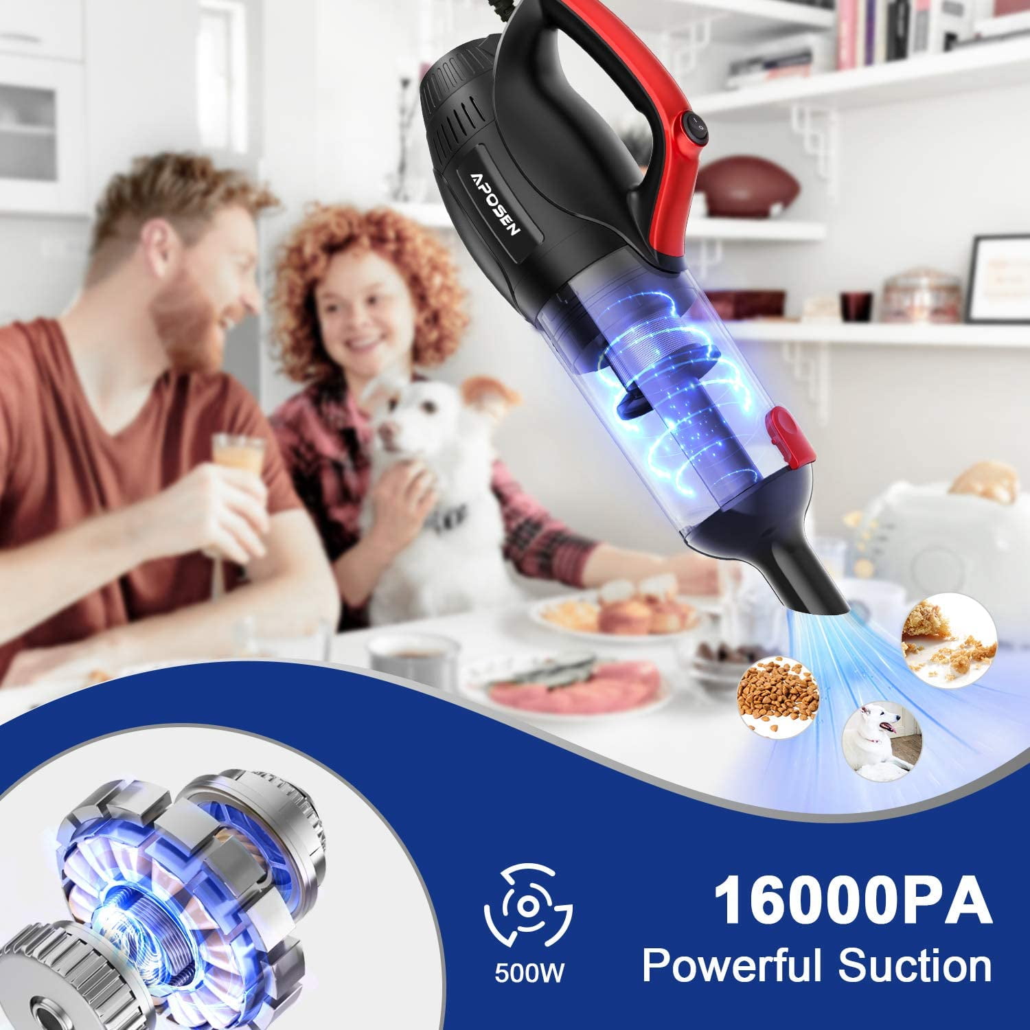 with 0.5L Large Capacity Dust Cup Handheld Vacuum 16Kpa Hand Vacuum Corded Household and Car Hand Vacuum 500W High Power Suction Hand Held Vacuum Cleaner with 0.5L Large Capacity Dust Cup Handheld Vacuum 16Kpa Hand Vacuum Corded Household and Car Hand Vacuum 500W High Power Suction Hand Held Vacuum Cleaner