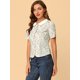 thumbnail image 4 of INSPIRE CHIC Blusa floral con botones y manga corta con cuello Peter Pan para mujer blanco L, 4 of 6
