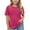 Hot Pink2, variant on Lmnyox Girls Cute T Shirts Short Sleeve Pleated Front Plain Tees Tops Crew Neck Basic Casual Summer Shirts