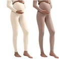 thumbnail image 2 of Fnooota Womens Maternity Leggings, High Waisted Thermal Stretchy 2 Piece Maternity Bottoms Beige Size 2XL, 2 of 3