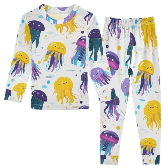 joogoo Cartoon Cute Jellyfish 2 Piece Long Sleeve Tee and Pants Cotton Pajama Set 5Y