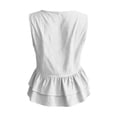thumbnail image 7 of Women Sleeveless Round Neck Button Down Ruffle Peplum Blouse Casual Solid Color Top, 7 of 7