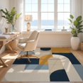 thumbnail image 3 of Design&I 3'x5' Washable Area Rug Low Profile & Durable Daily Traffic Ready Navy and Mustard Geometric Design Modern Abstract with Bold Shapes for Home Office, Hallway, 3 of 7