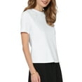 thumbnail image 4 of INSPIRE CHIC Women's Basic Tee Shirt Short Sleeve Crew Neck Stretchy Summer Casual Beaded Top M White, 4 of 5