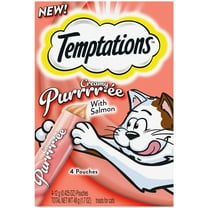 Temptations Creamy Puree Salmon Flavor Lickable Cat Treats, 0.42 Oz Pouch (4 Pack)