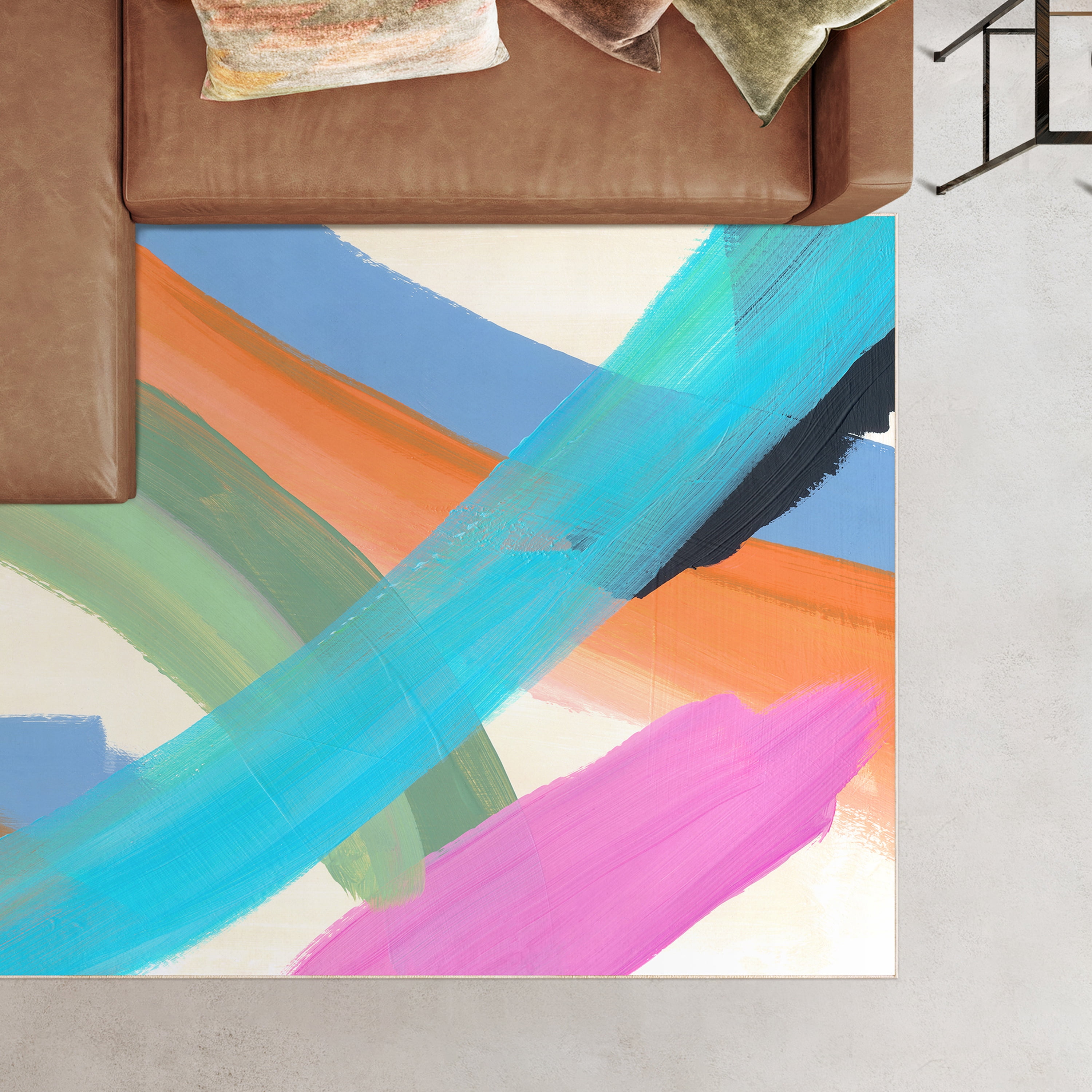 The Script II Washable Abstract Art Area Rug size 8'x10', Power-loomed, Heavenly Softness with Non-Slipping Backing