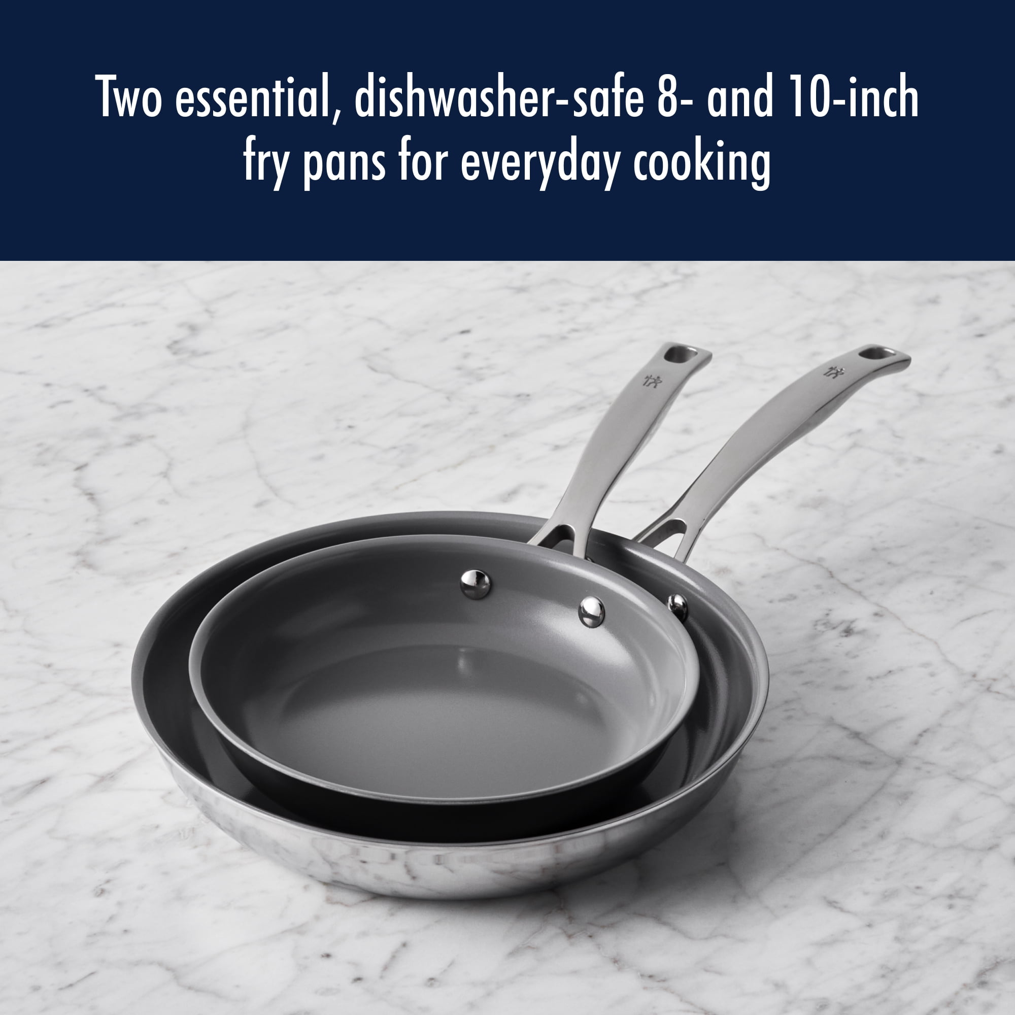 HENCKELS Clad Impulse 2-pc Nonstick Pan Set, Nonstick Frying Pan Set, 3-Ply  Clad Stainless Steel, Mirror Finish, Dishwasher Safe, Oven Safe, Induction