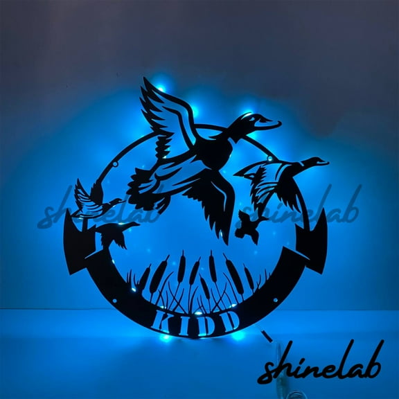 Shinelab Duck Hunting Metal Sign LED Wall Art, Custom Duck Hunter Decor Hunting Gifts 11633