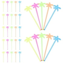 WHAMVOX 50 Pcs Swizzle Sticks, 7 Plastic Cocktail Swizzle Sticks, Tropical Palm Tree Shaped Cocktail Stirrers, Reusable Palm Tree Novelty Cocktail Swizzle Stick For Home Bar Tropical Beach Party"