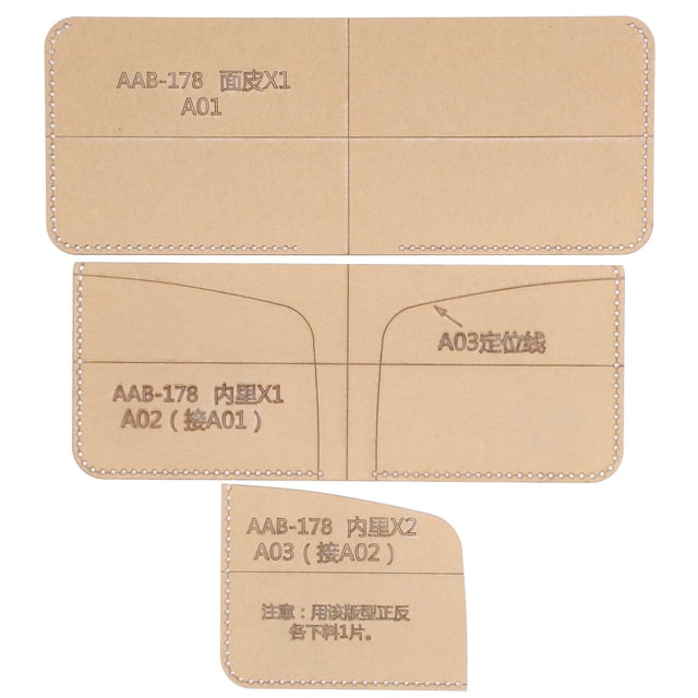 Plantilla acrílica para billetera corta, patrón de monedero, plantilla para manualidades de cuero, herramienta artesanal