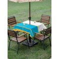 thumbnail image 4 of Outdoor Tablecloth with Umbrella Hole for Patio/Picnic/Party/Camping, Modern Blue Gold Waterproof Table Cloth Square Cover Washable, Minimalist Geometric Yellow Striped (60"x 60"), 4 of 8