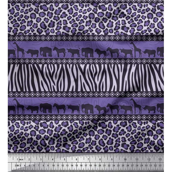 Soimoi Cotton Poplin Fabric Animal Skin & Animals Group Fabric Prints by Yard 56 Inch Wide