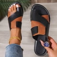 thumbnail image 6 of oqasdz Womens Slippers Fashion Open Toe Flat Slippers Soft Elegant Thin Strap Low Heel Patchwork Color Sandals for Summer Casual,Brown, 6 of 7