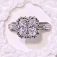 thumbnail image 2 of 3.87CtW Princess Cut Created Moissanite New Design Engagement Ring 14k White Gold Plated, 2 of 2