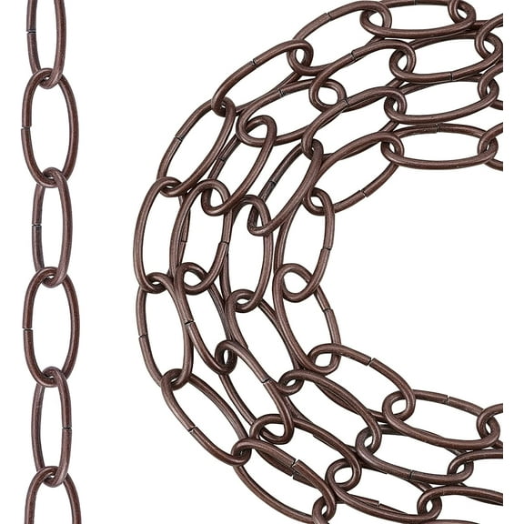 2strands Iron Light Fixture Chain Lighting Hanging Chain Extension for Chandelier Plants Fruit Basket Unwelded Red Copper 38x17x2.5mm about 3.28 Feet(1m)/Strand