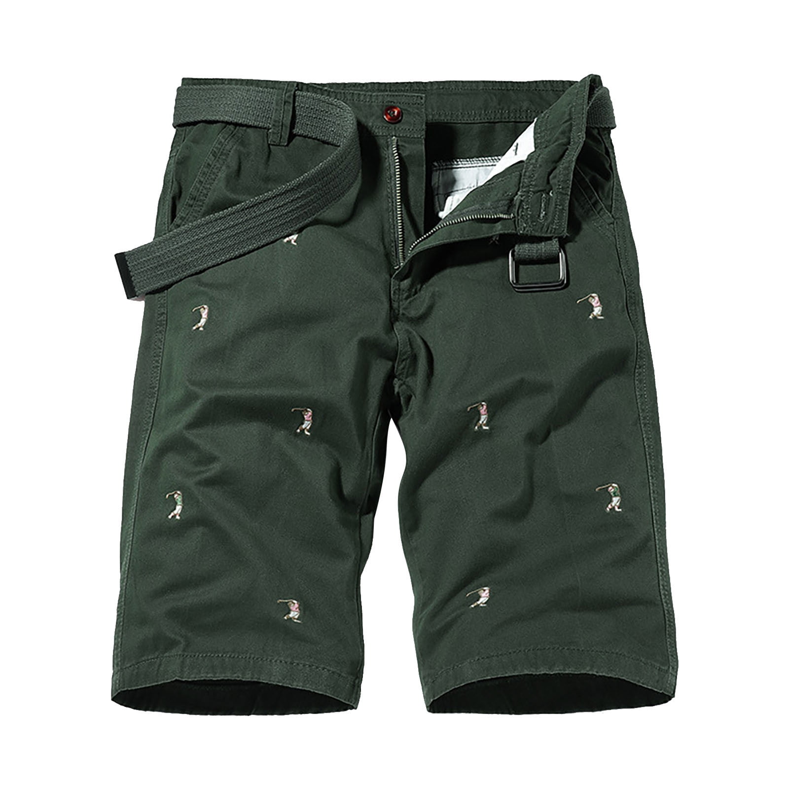 Mens Shorts Outdoor Elastic Waist Relaxed Fit Cotton Lightweight Quick Dry Fishing  Hiking Work Short Pant Green 32 