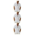 thumbnail image 1 of pitrice Men Shirt Casual Short Sleeve Breathable Replacement Button Down Solid Color Fashionable Home Dating Shirts Top White XL 3Set, 1 of 6