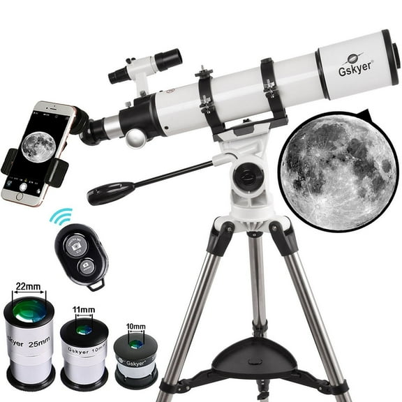 Gskyer 600x90mm AZ 90mm f/6.7 Refractor Telescope with 3 Eyepieces, Remote