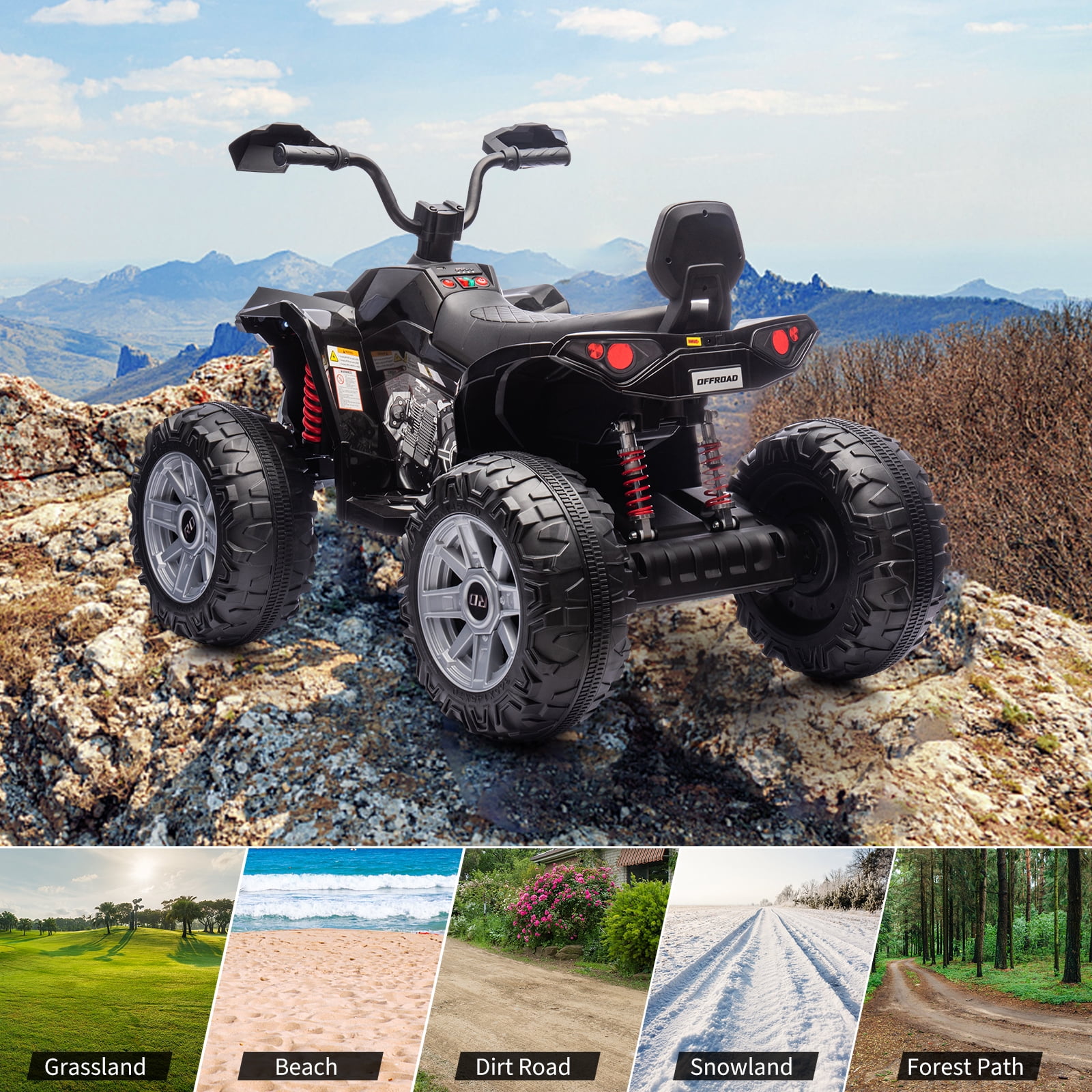 24V 2-Seater Electric Kids ATV Ride-On Car – Dual 550W Motors, Off-Road 4-Wheeler, 14.4'' Wheels, LED Lights, Music, High/Low Speed, For Boys & Girls Ages 3-8